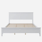 Lit plateforme queen moderne en bois massif blanc