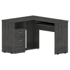 Bureau en L FM Furniture Raleigh avec deux tiroirs, une étagère et rangement pour unité centrale