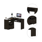 Bureau en L FM Furniture Raleigh avec deux tiroirs, une étagère et rangement pour unité centrale