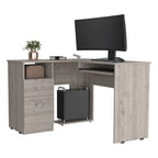 Bureau en L FM Furniture Raleigh avec deux tiroirs, une étagère et rangement pour unité centrale