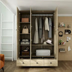 Armoire avec accents en rotin – Organiseur de vêtements spacieux et stylé