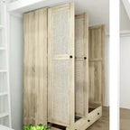 Armoire avec accents en rotin – Organiseur de vêtements spacieux et stylé