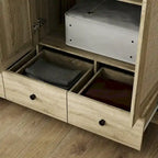 Armoire avec accents en rotin – Organiseur de vêtements spacieux et stylé