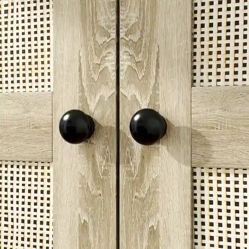 Armoire avec accents en rotin – Organiseur de vêtements spacieux et stylé