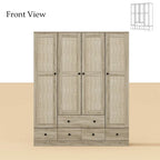 Armoire avec accents en rotin – Organiseur de vêtements spacieux et stylé