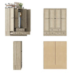 Armoire avec accents en rotin – Organiseur de vêtements spacieux et stylé
