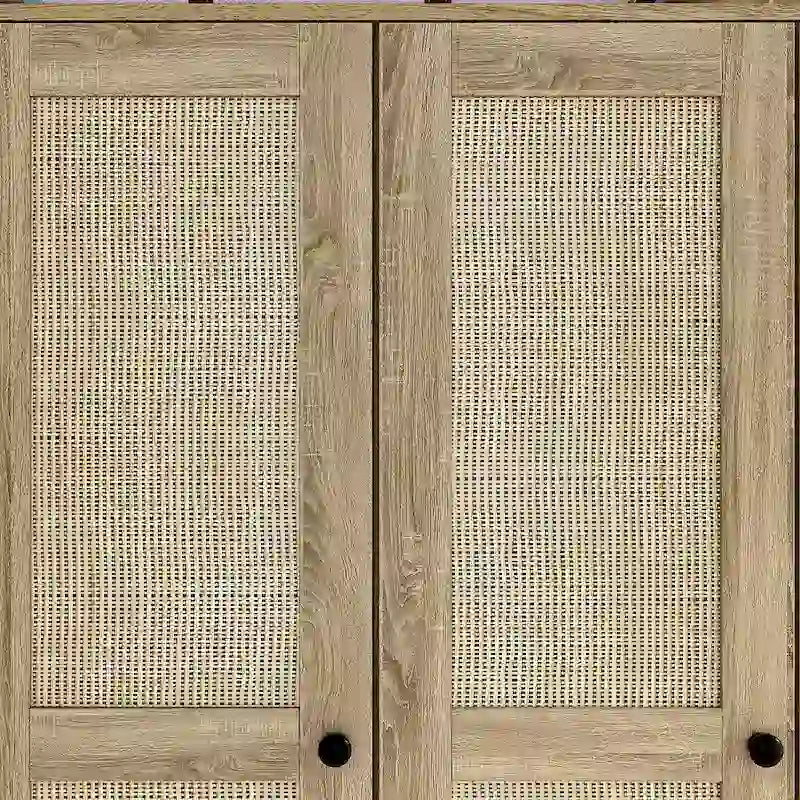 Armoire avec accents en rotin – Organiseur de vêtements spacieux et stylé