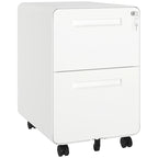 Meuble de rangement à roulettes en acier à 2 tiroirs avec serrure, 24,8 po, moderne