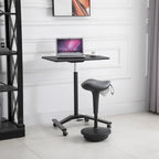Tabouret de bureau debout Vinsetto avec siège réglable en hauteur, pivotant à 360° et inclinable, de couleur grise