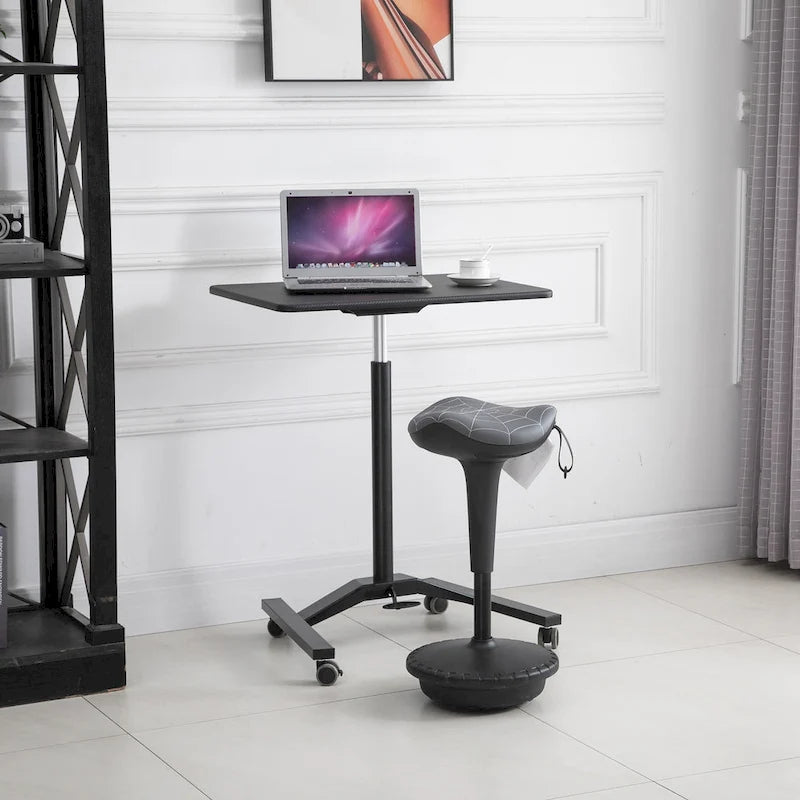 Tabouret de bureau debout Vinsetto avec siège réglable en hauteur, pivotant à 360° et inclinable, de couleur grise