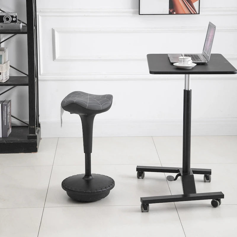 Tabouret de bureau debout Vinsetto avec siège réglable en hauteur, pivotant à 360° et inclinable, de couleur grise