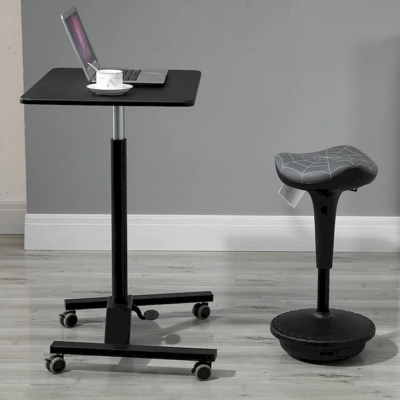 Tabouret de bureau debout Vinsetto avec siège réglable en hauteur, pivotant à 360° et inclinable, de couleur grise