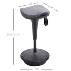 Tabouret de bureau debout Vinsetto avec siège réglable en hauteur, pivotant à 360° et inclinable, de couleur grise
