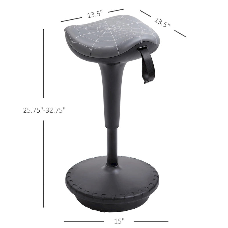 Tabouret de bureau debout Vinsetto avec siège réglable en hauteur, pivotant à 360° et inclinable, de couleur grise