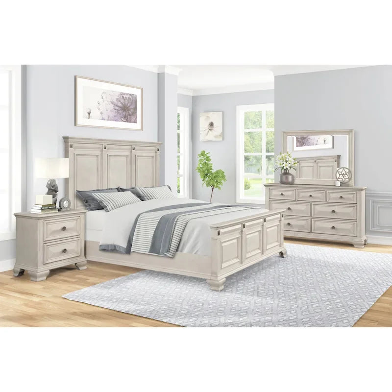 Ensemble de chambre à coucher 5 pièces en bois vieilli "Renova"