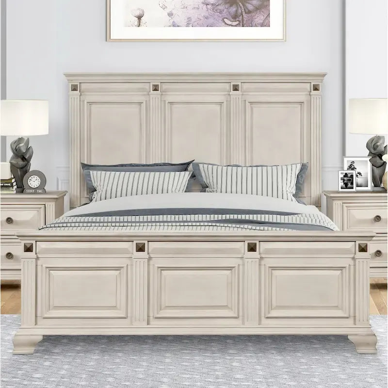 Ensemble de chambre à coucher 5 pièces en bois vieilli "Renova"