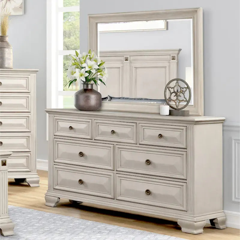 Ensemble de chambre à coucher 5 pièces en bois vieilli "Renova"