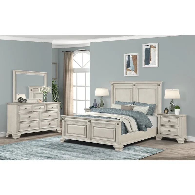 Ensemble de chambre à coucher 5 pièces en bois vieilli "Renova"