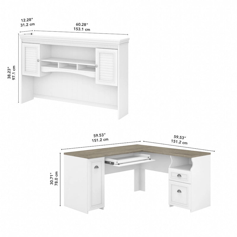 Bureau en L avec huche Fairview 60W par Bush Furniture