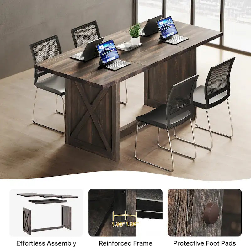 Moasis Grande Table à Manger de Ferme pour Cuisine de 70,8 po, pour 6 à 8 Personnes