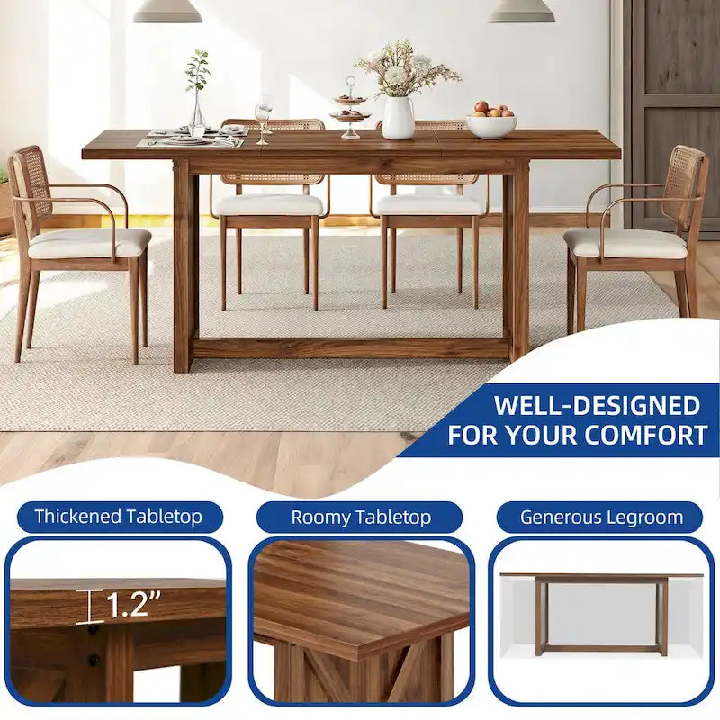 Moasis Grande Table à Manger de Ferme pour Cuisine de 70,8 po, pour 6 à 8 Personnes