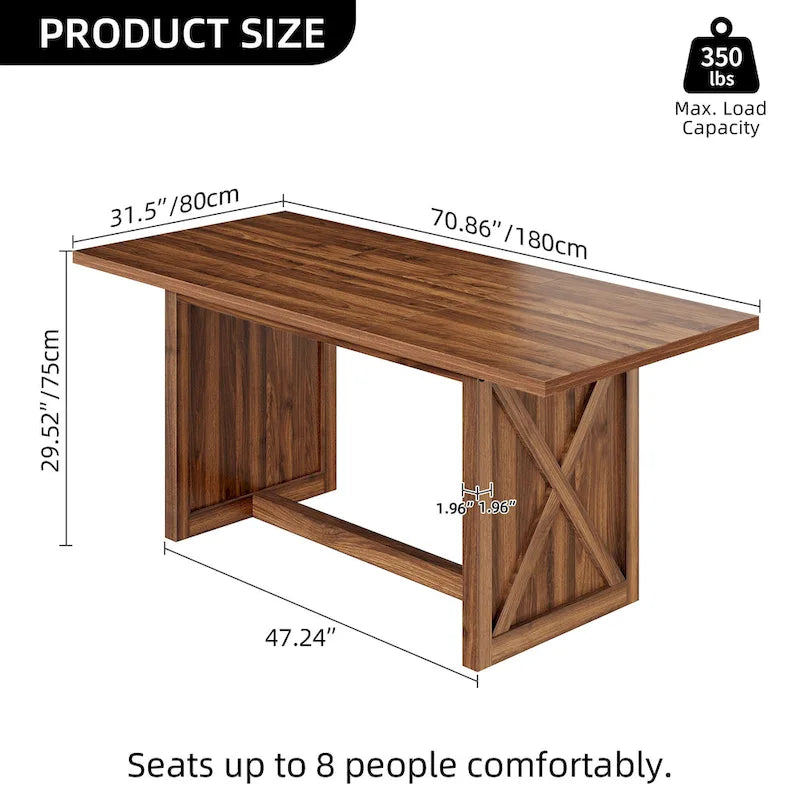 Moasis Grande Table à Manger de Ferme pour Cuisine de 70,8 po, pour 6 à 8 Personnes