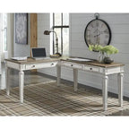 Bureau de télétravail 2 pièces Realyn antique blanc/marron