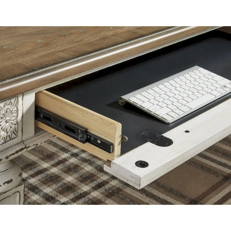 Bureau de télétravail 2 pièces Realyn antique blanc/marron