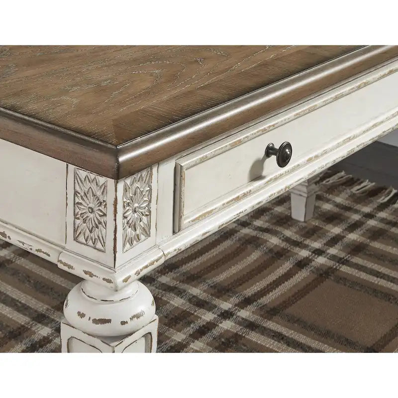 Bureau de télétravail 2 pièces Realyn antique blanc/marron