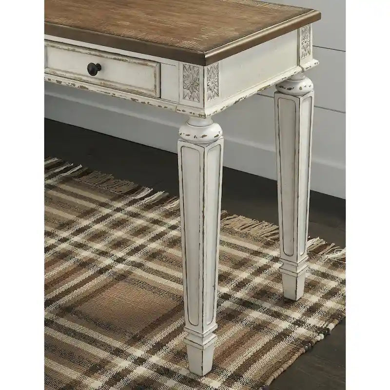 Bureau de télétravail 2 pièces Realyn antique blanc/marron