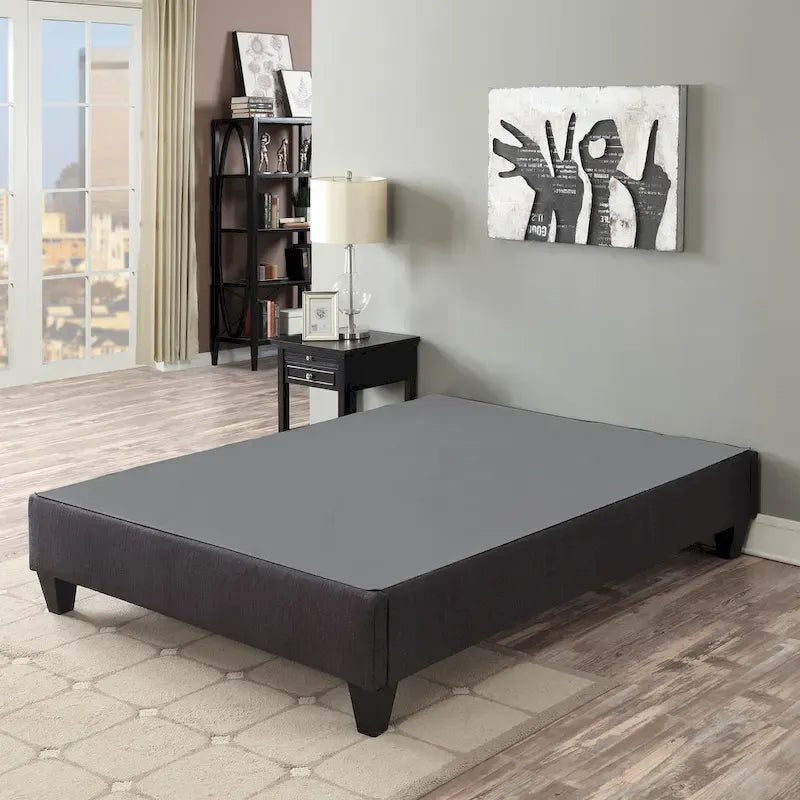 Cadre de lit plateforme Carter gris foncé 14 po avec sommier