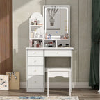 Coiffeuse avec miroir et lampe, meuble de maquillage avec tabouret
