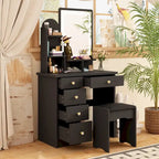 Coiffeuse avec miroir et lampe, meuble de maquillage avec tabouret