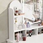 Coiffeuse avec miroir et lampe, meuble de maquillage avec tabouret