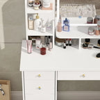 Coiffeuse avec miroir et lampe, meuble de maquillage avec tabouret