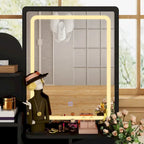 Coiffeuse avec miroir et lampe, meuble de maquillage avec tabouret