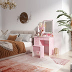 Coiffeuse avec miroir et lampe, meuble de maquillage avec tabouret
