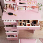 Coiffeuse avec miroir et lampe, meuble de maquillage avec tabouret