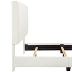 Lit plateforme capitonné avec tête de lit haute en bouclé blanc