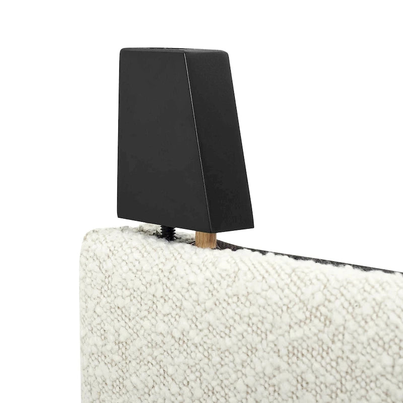 Lit plateforme capitonné avec tête de lit haute en bouclé blanc