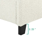 Lit plateforme capitonné avec tête de lit haute en bouclé blanc