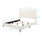 Lit plateforme capitonné avec tête de lit haute en bouclé blanc