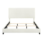 Lit plateforme capitonné avec tête de lit haute en bouclé blanc