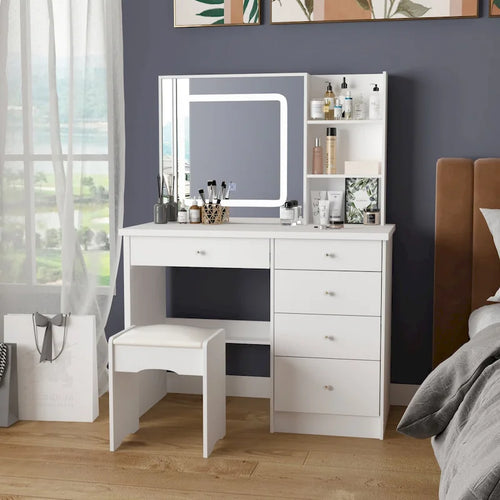 Coiffeuse 100 cm avec tabouret et miroir