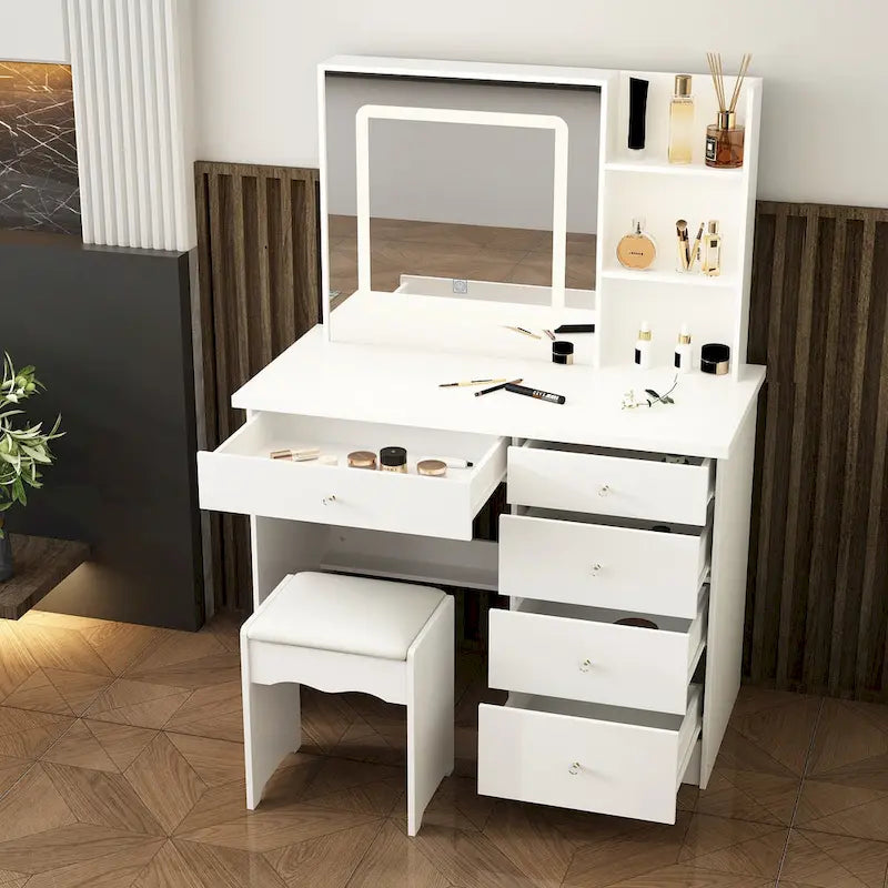 Coiffeuse 100 cm avec tabouret et miroir