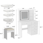 Coiffeuse 100 cm avec tabouret et miroir