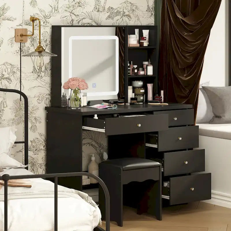 Coiffeuse 100 cm avec tabouret et miroir