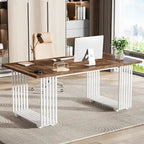70.9 Bureau moderne en bois pour ordinateur, blanc et or, bureau de direction