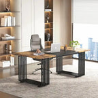 70.9 Bureau moderne en bois pour ordinateur, blanc et or, bureau de direction