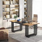 70.9 Bureau moderne en bois pour ordinateur, blanc et or, bureau de direction